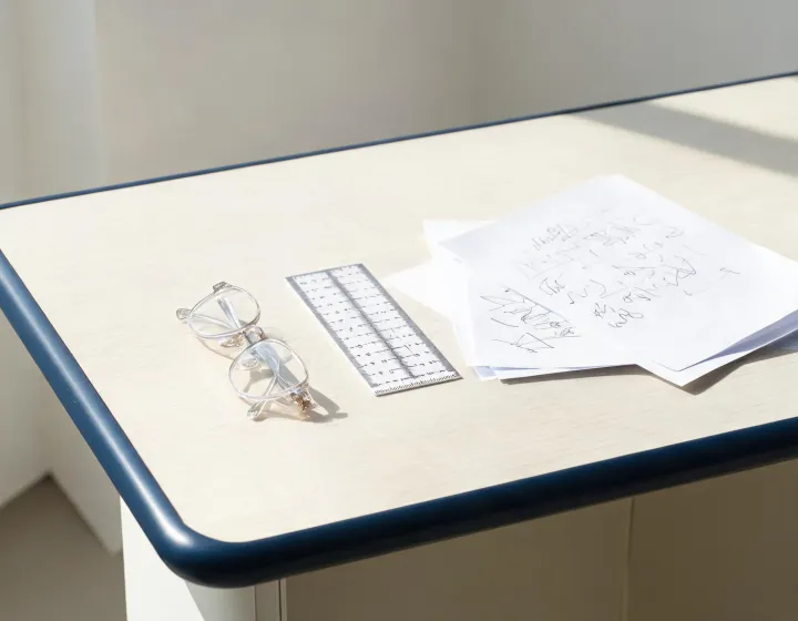 Custom folding reading glasses in bulk beside a millimetre sizing card